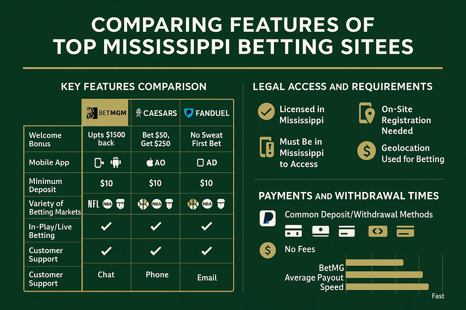 Comparing Features of Top Mississippi Betting Sites